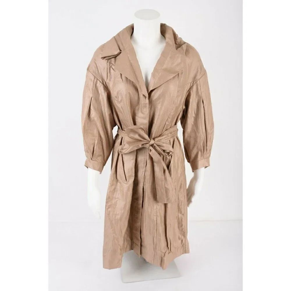 Cole Haan Womens Belted Trech Jacket Sz 8 Gold